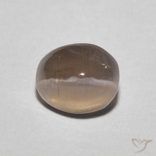 0.89ct طبيعي بنى متوسط عين القط سيليمانايت, بيضوي, نصف شفاف