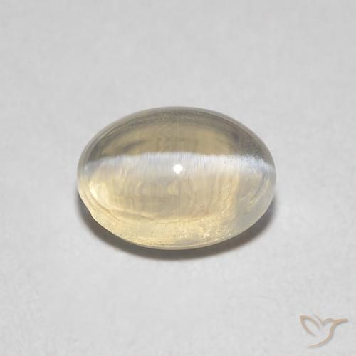 0.86ct طبيعي بنى فاتح جدا عين القط سيليمانايت, بيضوي, شفاف