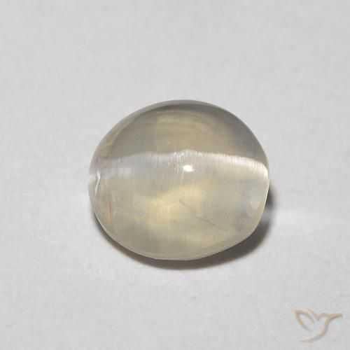 1.08ct طبيعي أبيض دافئ عين القط سيليمانايت, بيضوي, شفاف