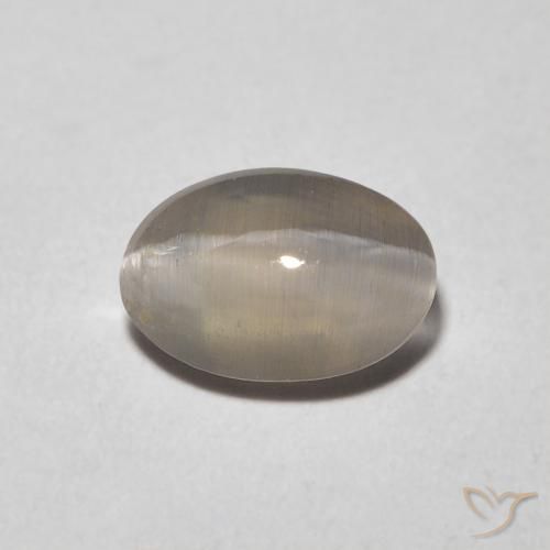 0.98ct طبيعي رمادى فاتح جدا عين القط سيليمانايت, بيضوي, شفاف