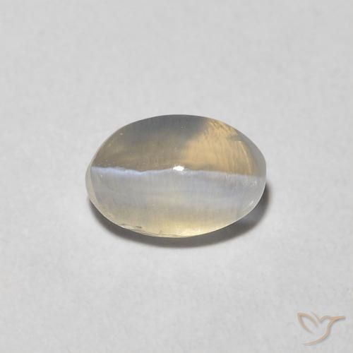 0.81ct طبيعي أبيض دافئ عين القط سيليمانايت, بيضوي, شفاف