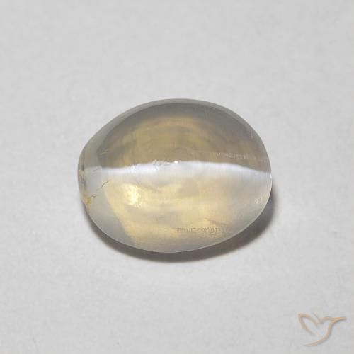 1.22ct طبيعي أبيض دافئ عين القط سيليمانايت, بيضوي, شفاف