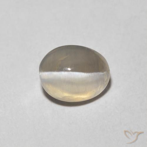 1.16ct طبيعي رمادى فاتح جدا عين القط سيليمانايت, بيضوي, شفاف
