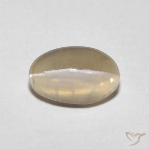 0.97ct طبيعي بنى فاتح جدا عين القط سيليمانايت, بيضوي, شفاف
