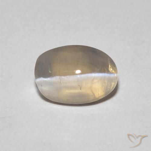 0.93ct طبيعي بنى أصفر فاتح عين القط سيليمانايت, بيضوي, شفاف