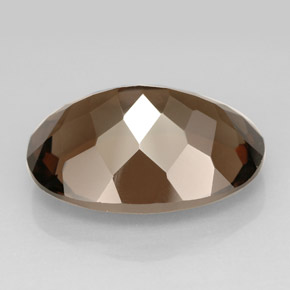 كوارتز دخاني طبيعي بلون بني مدخن، وزن ‎10.93‎ قيراط، شكل بيضاوى، مقاس ‎17.9x13‎ مم