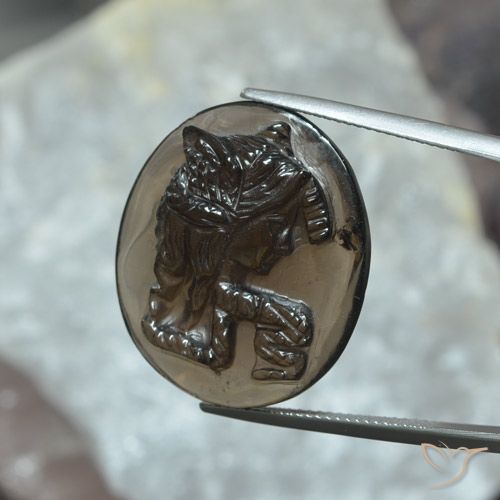 28.30ct طبيعي بنى متوسط كوارتز سموكى, بيضوي, نصف شفاف