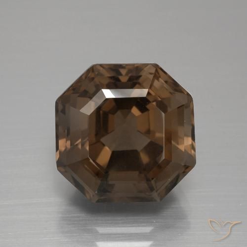 7.95ct طبيعي بنى متوسط كوارتز سموكى, قص الزمرد, VVS-VS