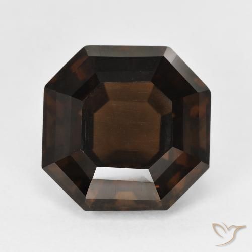 7.34ct طبيعي بني غامق كوارتز سموكى, قص الزمرد, VVS