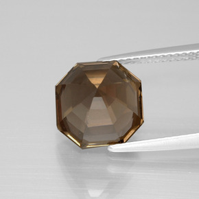 كوارتز دخاني بنى شيكولاتى طبيعي، قص الزمرد، 4.60 قيراط، قليلا جدا