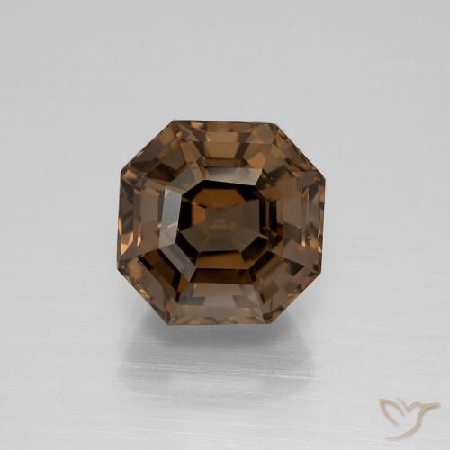 4.48ct طبيعي بنى الجوزية كوارتز سموكى, قص الزمرد, VVS-VS