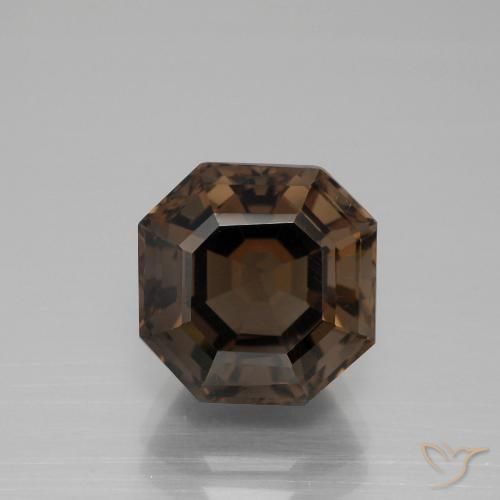 5.40ct طبيعي بني غامق كوارتز سموكى, قص الزمرد, VVS-VS