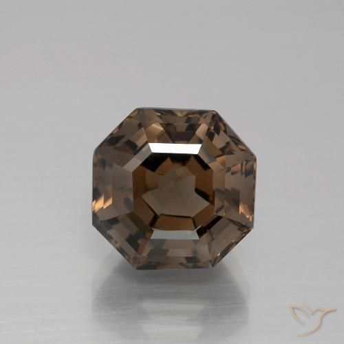 5.58ct طبيعي بنى متوسط كوارتز سموكى, قص الزمرد, VVS-VS