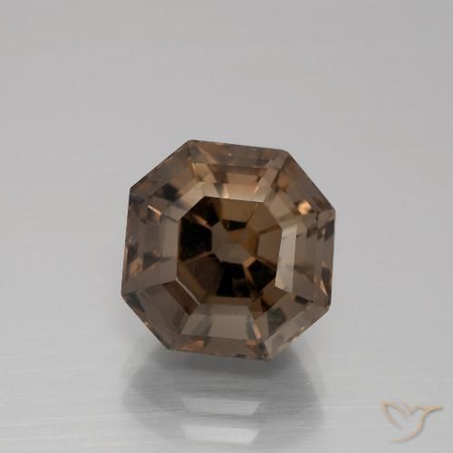 5.11ct طبيعي بنى شيكولاتى كوارتز سموكى, قص الزمرد, قليلا جدا