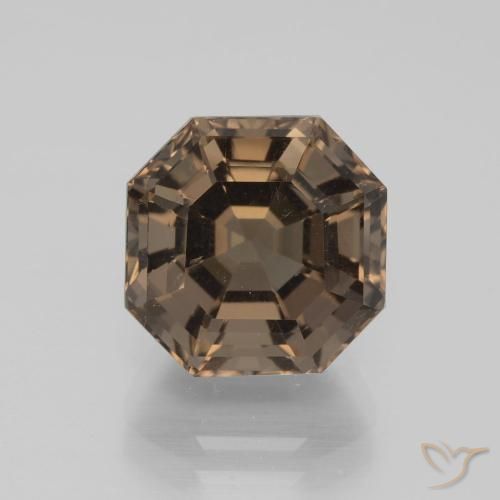 5.58ct طبيعي بنى الجوزية كوارتز سموكى, قص الزمرد, VVS-VS