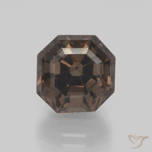 5.77ct طبيعي بنى الجوزية كوارتز سموكى, قص الزمرد, VVS-VS