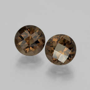 أحجار كوارتز دخاني بنى دافئ طبيعية، قصة دائرى، VVS-VS، وزنها 3.84 قيراط