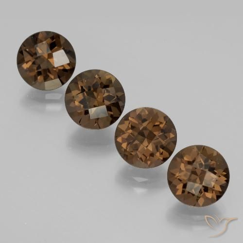 أحجار كوارتز سموكى بنى متوسط طبيعية، قصة دائرى، VVS-VS، وزنها 7.51 قيراط