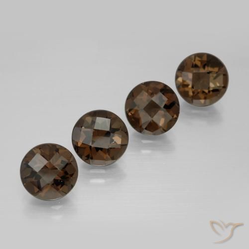 6.78ctw طبيعي بنى الجوزية كوارتز سموكى, دائري, VVS-VS