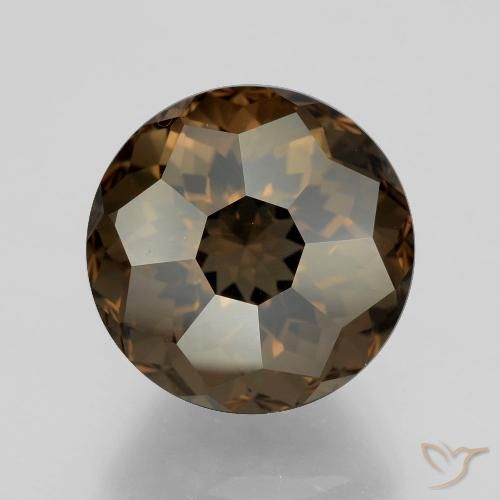 6.76ct طبيعي بنى العنبر كوارتز سموكى, دائري, VVS-VS