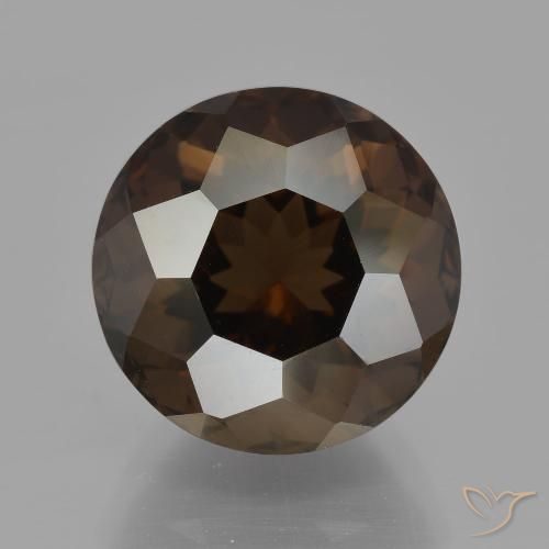 7.27ct طبيعي بنى العنبر كوارتز سموكى, دائري, VVS-VS