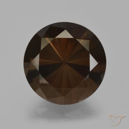 6.41ct طبيعي بنى الجوزية كوارتز سموكى, دائري, VVS-VS