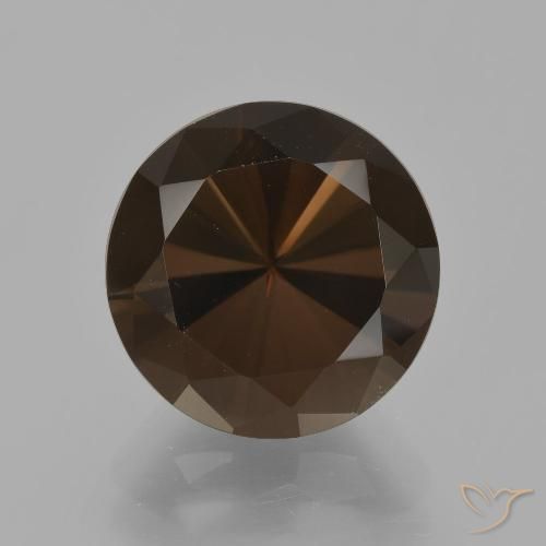 5.78ct طبيعي بنى الجوزية كوارتز سموكى, دائري, VVS