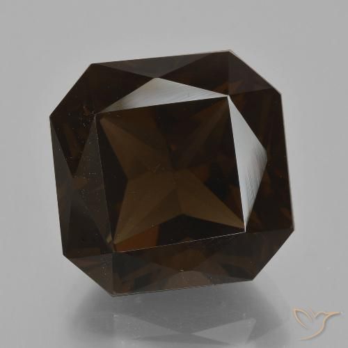 12.51ct طبيعي بنى شيكولاتى غامق كوارتز سموكى, قص الزمرد, VVS