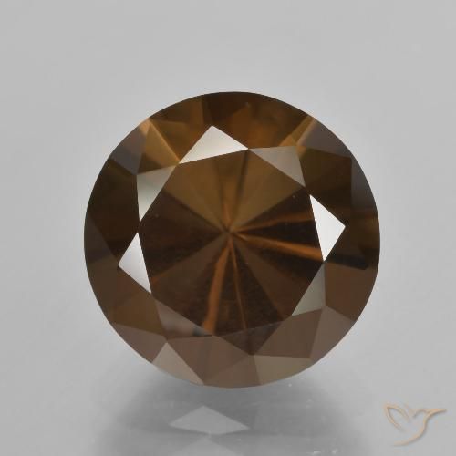 6.30ct طبيعي بنى الجوزية كوارتز سموكى, دائري, قليلا جدا