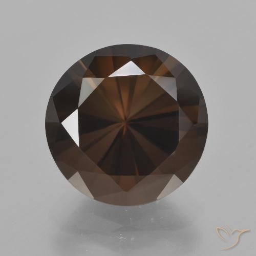 6.34ct طبيعي بنى غامق كوارتز سموكى, دائري, VVS
