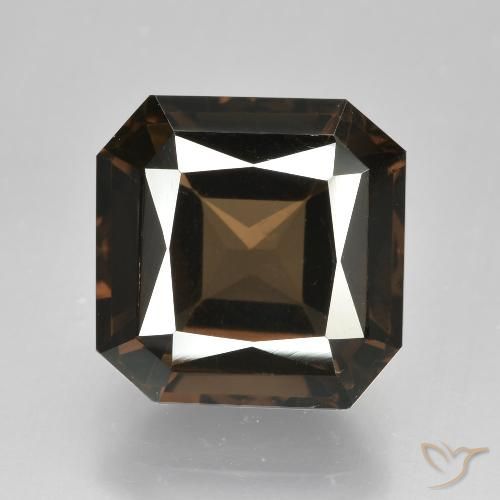 7.61ct طبيعي بني غامق كوارتز سموكى, قص الزمرد, VVS-VS