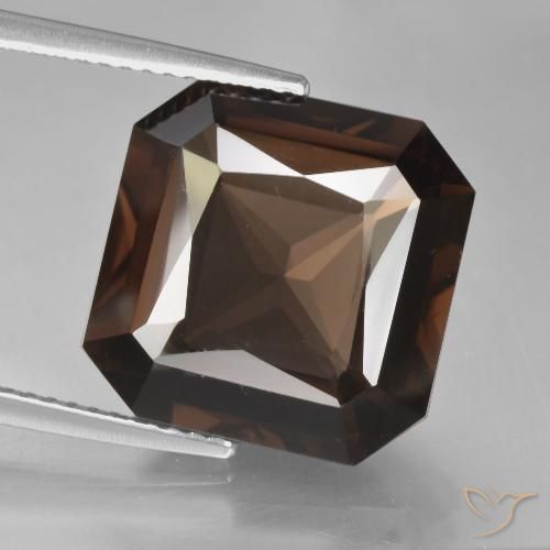 10.05ct طبيعي بنى الجوزية كوارتز سموكى, قص الزمرد, VVS
