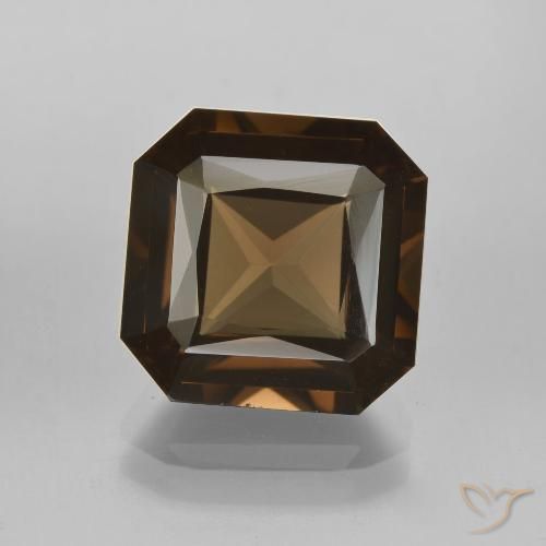 6.62ct طبيعي بني غامق كوارتز سموكى, قص الزمرد, VVS-VS