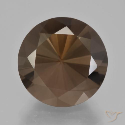 9.31ct طبيعي بنى غامق كوارتز سموكى, دائري, VVS