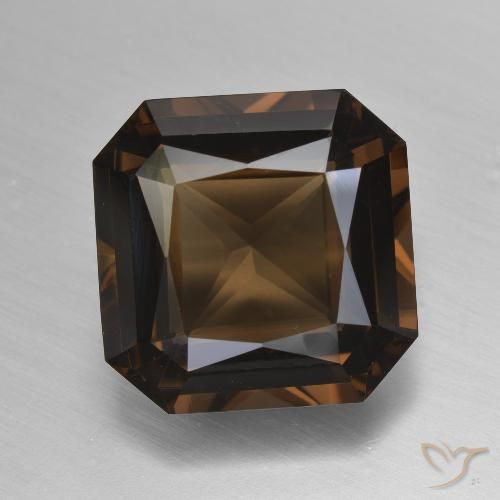 11.64ct طبيعي بنى متوسط كوارتز سموكى, قص الزمرد, VVS-VS