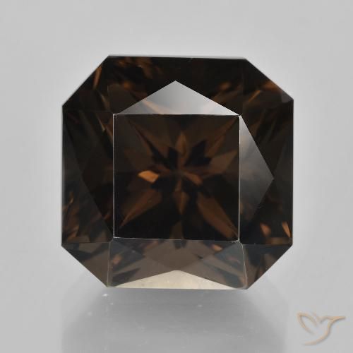 12.53ct طبيعي بنى شيكولاتى كوارتز سموكى, قص الزمرد, VVS