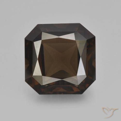 9.40ct طبيعي بني غامق كوارتز سموكى, قص الزمرد, VVS