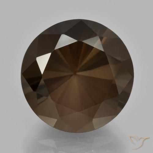 10.19ct طبيعي بنى غامق كوارتز سموكى, دائري, VVS
