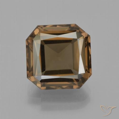7.15ct طبيعي بنى داكن-متوسط كوارتز سموكى, قص الزمرد, VVS-VS