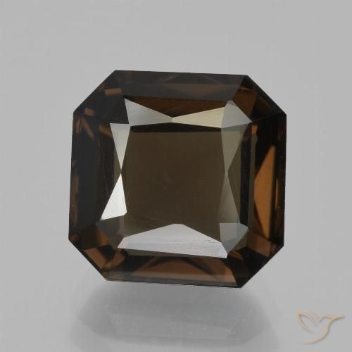 5.07ct طبيعي بنى متوسط كوارتز سموكى, قص الزمرد, قليلا جدا