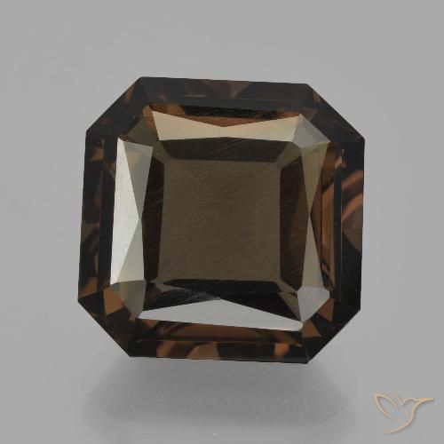 10.26ct طبيعي بني غامق كوارتز سموكى, قص الزمرد, قليلا جدا
