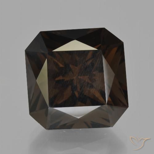 12.34ct طبيعي بني غامق كوارتز سموكى, قص الزمرد, قليلا جدا