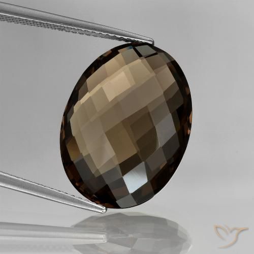 13.61ct طبيعي بني غامق كوارتز سموكى, بيضوي, VVS