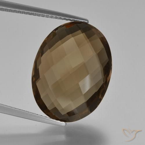 14.03ct طبيعي بنى العنبر كوارتز سموكى, بيضوي, VVS