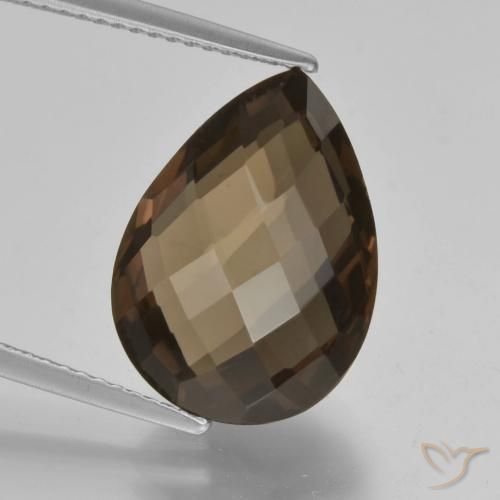 7.73ct طبيعي بنى شيكولاتى كوارتز سموكى, شكل الكمثرى, VVS-VS