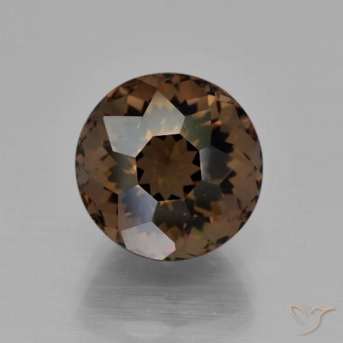 5.23ct طبيعي بنى الجوزية كوارتز سموكى, دائري, VVS-VS