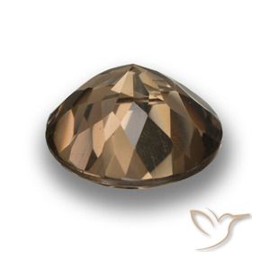 كوارتز سموكى بنى دافئ طبيعي، دائري، 4.13 قيراط، VVS