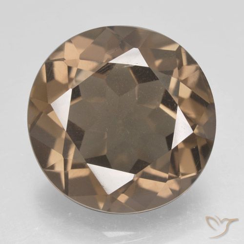 12.64ct طبيعي بنى متوسط كوارتز سموكى, دائري, VVS-VS