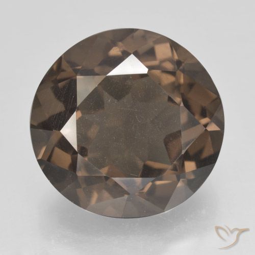 11.46ct طبيعي بنى داكن-متوسط كوارتز سموكى, دائري, قليلا جدا
