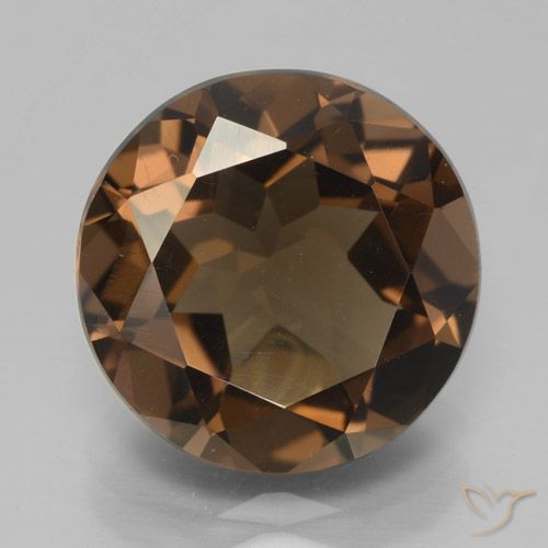 6.54ct طبيعي بنى الجوزية كوارتز سموكى, دائري, VVS-VS